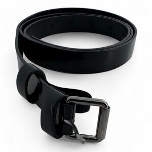 Ermanno Scervino Thin Black Patent Leather Belt Size 45